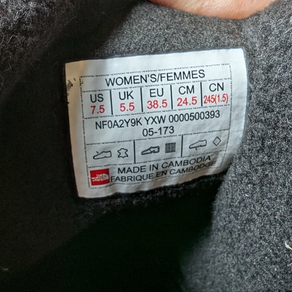 The North Face Purna Luxe Black Winter Boots size 7.5